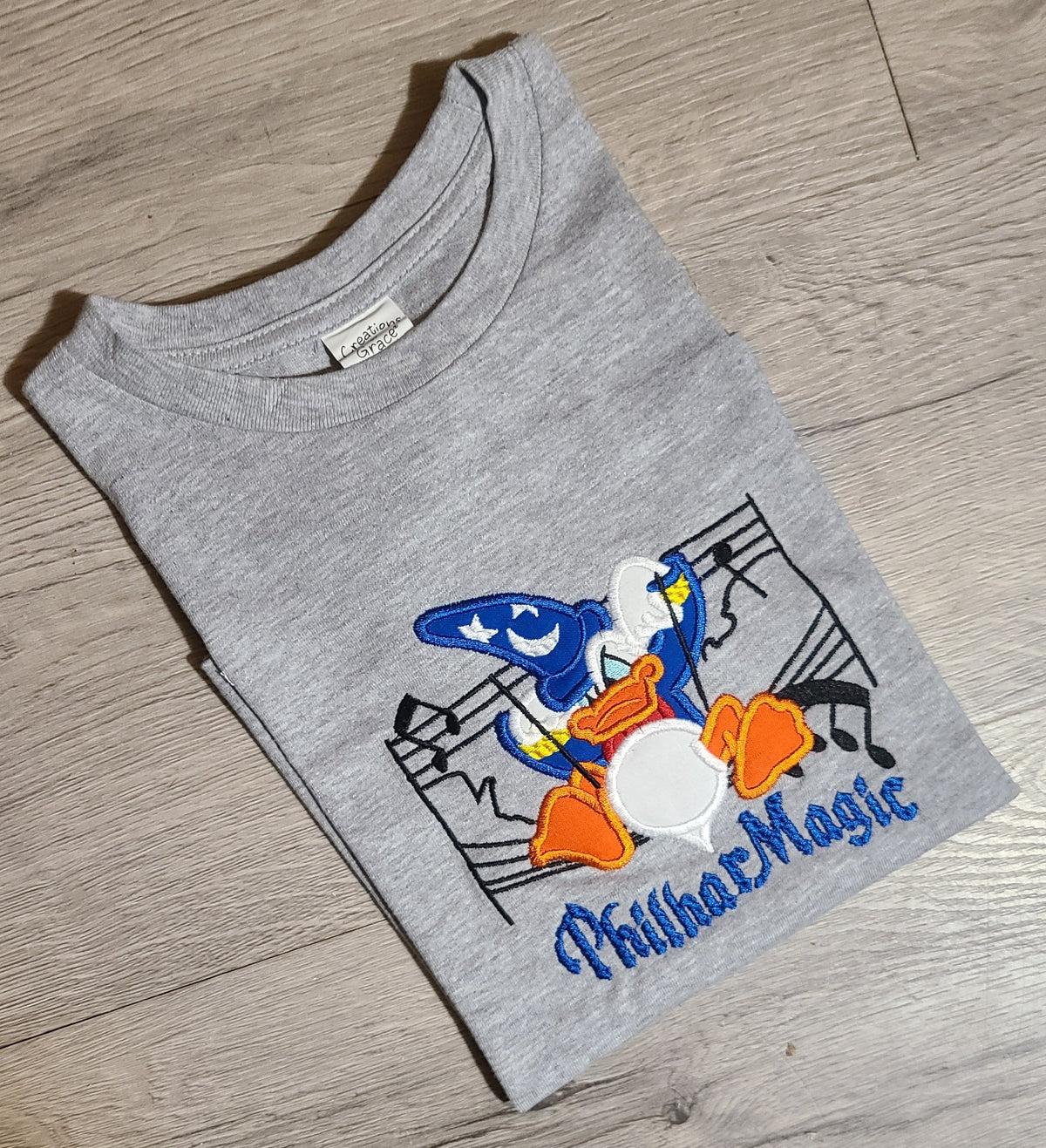 Donold Philharmagic Applique Embroidery Custom Kids Shirt, Disney Applique Embroidered T-Shirt, Personalized T-Shirt