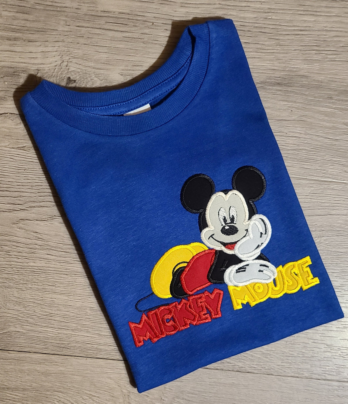 Mickey Mouse Applique Embroidery Custom Kids Shirt, Disney Applique Embroidered T-Shirt, Personalized T-Shirt