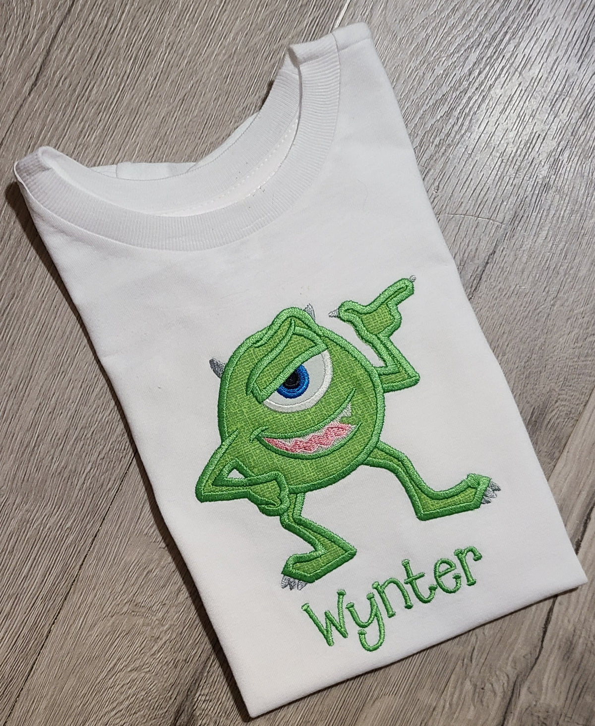 Mike Wasowski, Monsters Inc Vacation Applique Shirt, Mike Monters Inc Embroidered Custom Kids Shirt, Disney Applique Embroidered T-Shirt, Personalized T-Shirt
