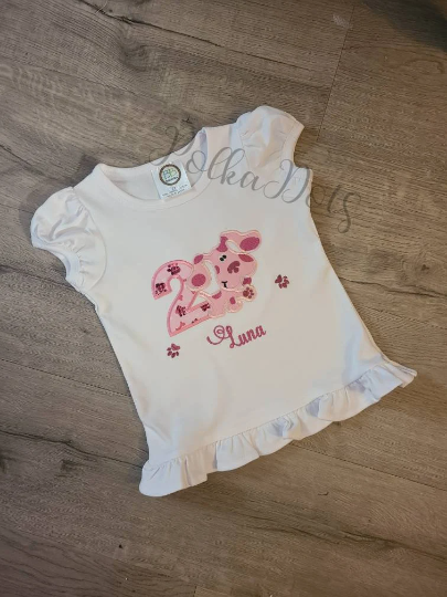 Blues Clues and Magenta Birthday Shirt, Blues and Magenta Birthday Shirt, Blues and Magenta Applique Embroidered T-Shirt, Personalized T-Shirt