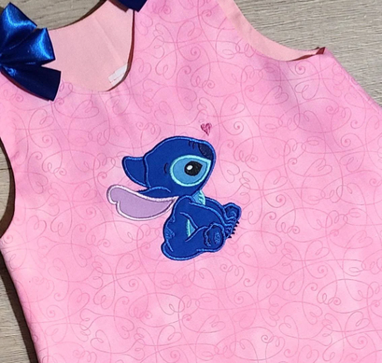 Pink Applique A-line Dress with Stitch and free personalization
