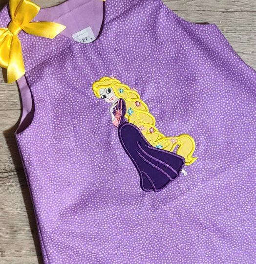 Applique A-line Dress with Rapunzel and free personalization