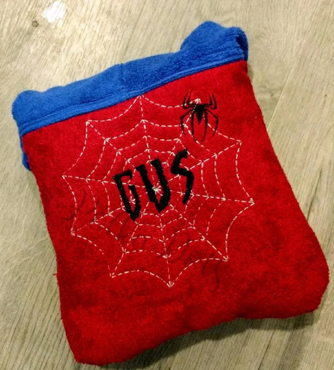 Hooded Towel, Spiderman Hooded Towel, Applique Spiderman Hooded Towel, Embroidered Hooded Towel