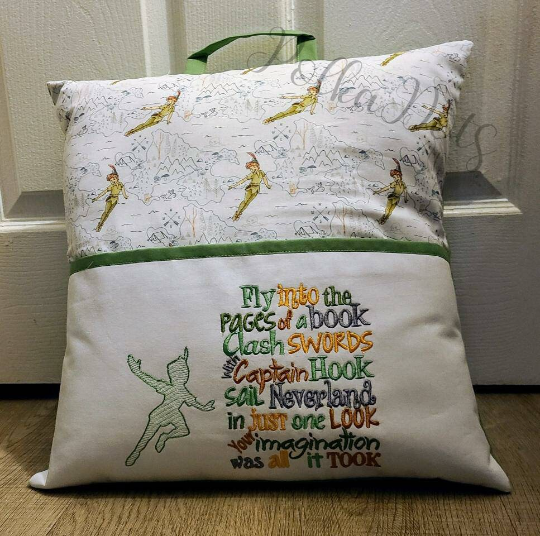 Peter Pan Pocket Pillow, Book Pillow, Reading Pillow, Peter Pan Book Pillow, Peter Pan Reading Pillow