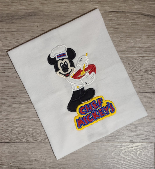 Chef Mickey Applique Embroidery Custom Kids Shirt, Disney Applique Embroidered T-Shirt, Personalized T-Shirt
