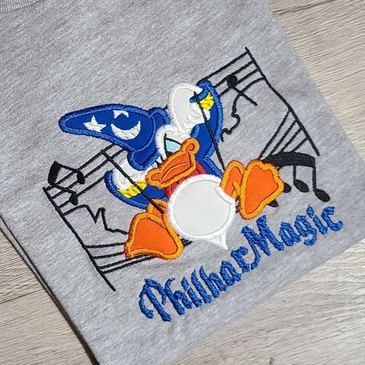 Donold Philharmagic Applique Embroidery Custom Kids Shirt, Disney Applique Embroidered T-Shirt, Personalized T-Shirt