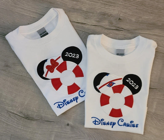 Life Preserver Disney Vacation Cruise Applique Shirt, Cruise Embroidered Custom Kids Shirt, Disney Applique Embroidered T-Shirt, Personalized T-Shirt
