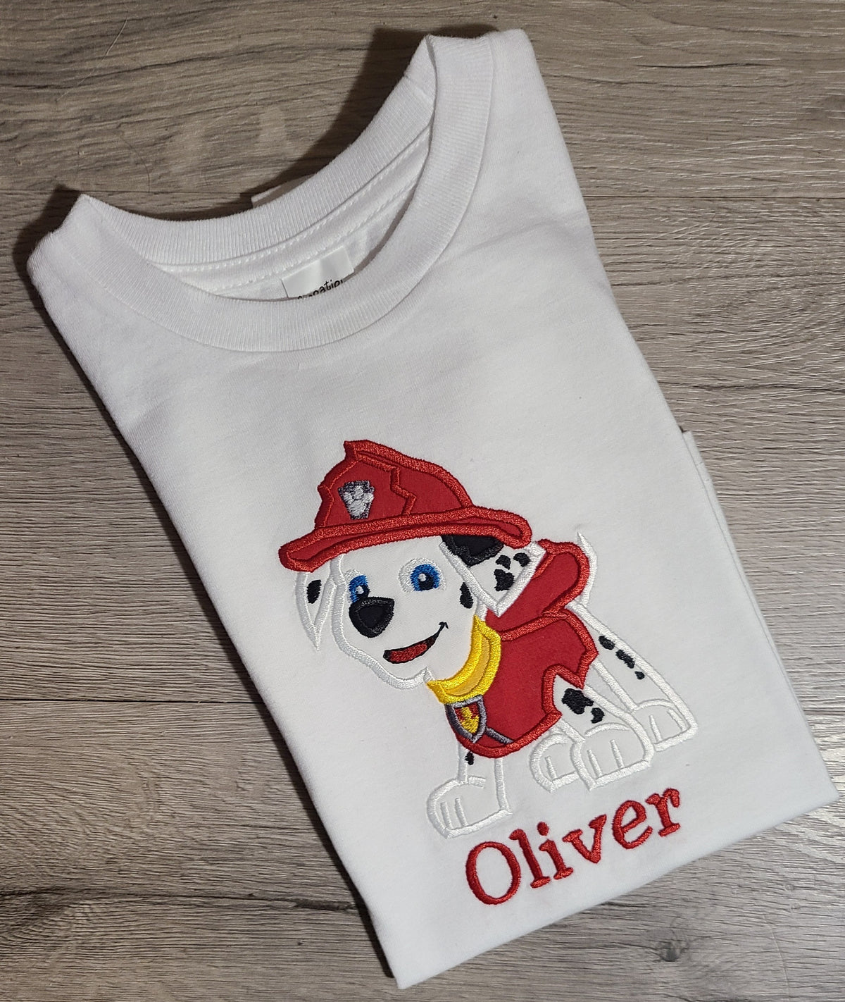 Marshall Applique Shirt, Marshall Embroidered Custom Kids Shirt, Paw Patrol Applique Embroidered T-Shirt, Personalized T-Shirt
