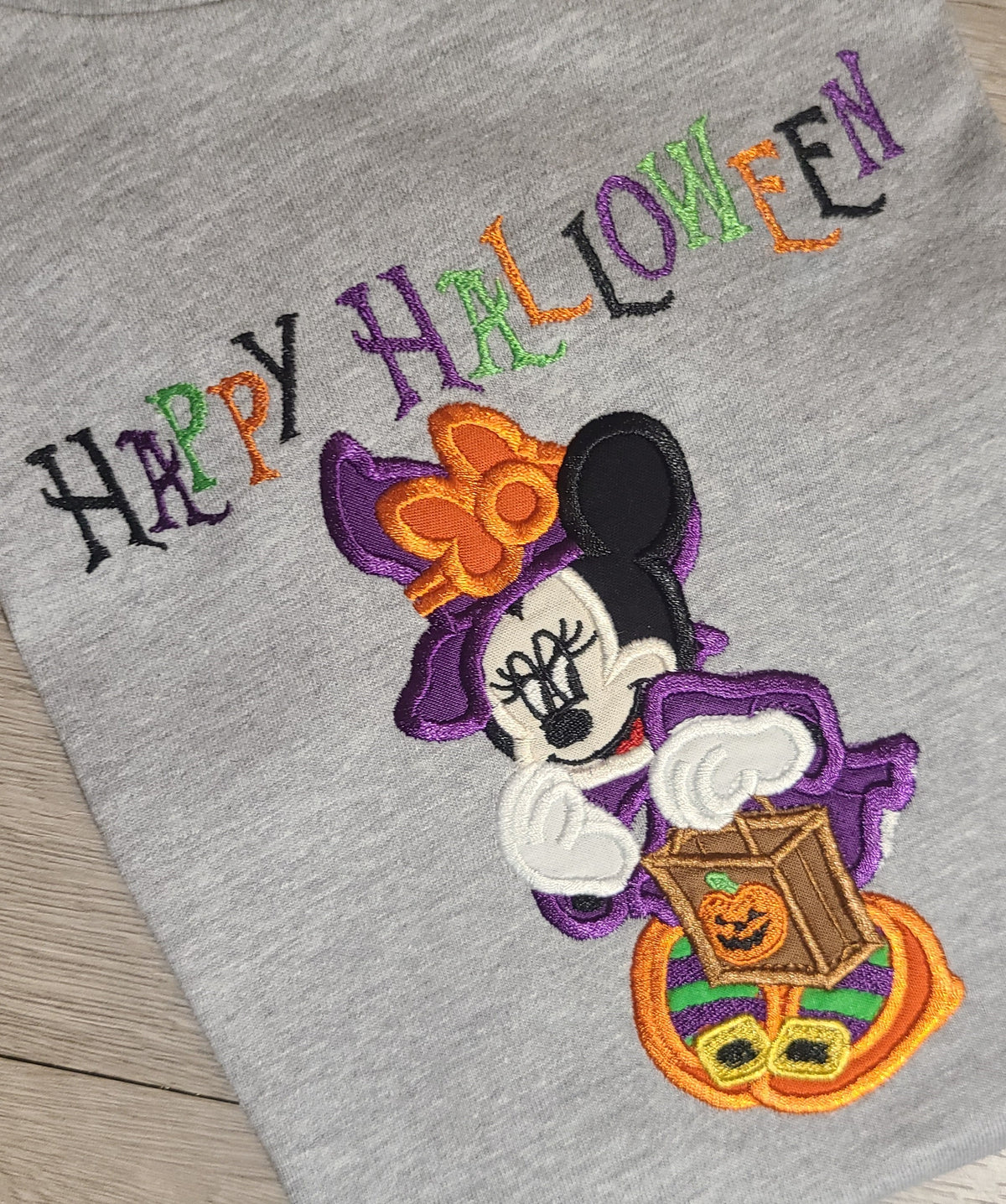 Minnie Mouse Halloween Vacation Applique T-shirt, Minnie Mouse Halloween Embroidered Custom Kids Shirt, Disney Applique Embroidered T-Shirt, Personalized T-Shirt
