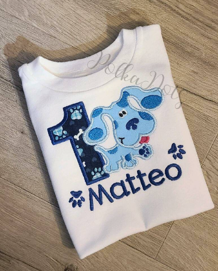 Blues Clues Birthday Shirt, Blues Clues Custom Kids Shirt, Blues Applique Embroidered T-Shirt, Personalized T-Shirt