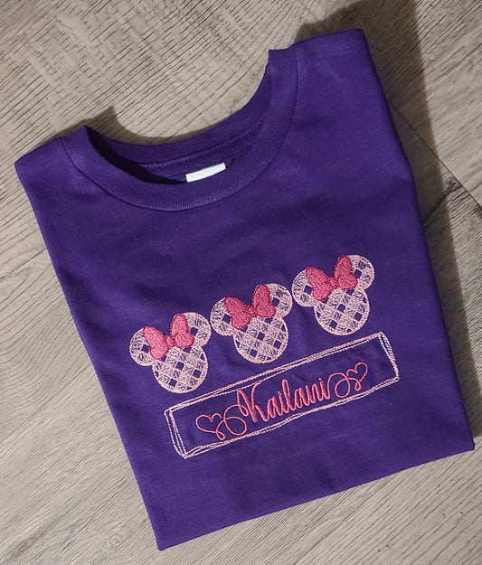 Gingham Mouse Shirt, Gingham Mouse Custom Kids Shirt, Mouse Applique Embroidered T-Shirt, Personalized T-Shirt