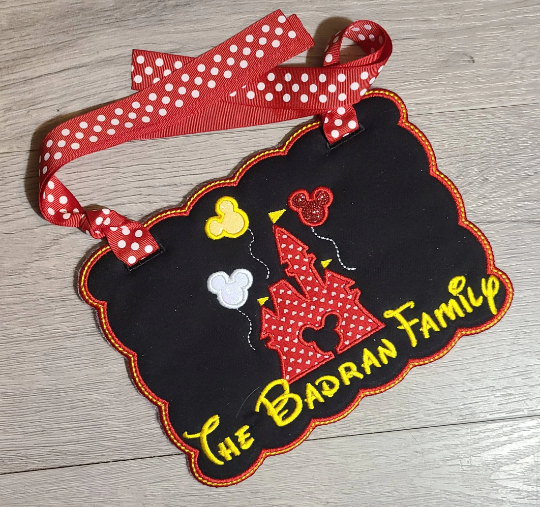 Castle Custom Stroller Sign, Red Heart Castle Stroller Tag, Vacation stroller locator, Disney Stroller Sign, Amusement Stroller sign