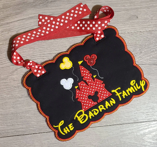 Castle Custom Stroller Sign, Red Heart Castle Stroller Tag, Vacation stroller locator, Disney Stroller Sign, Amusement Stroller sign