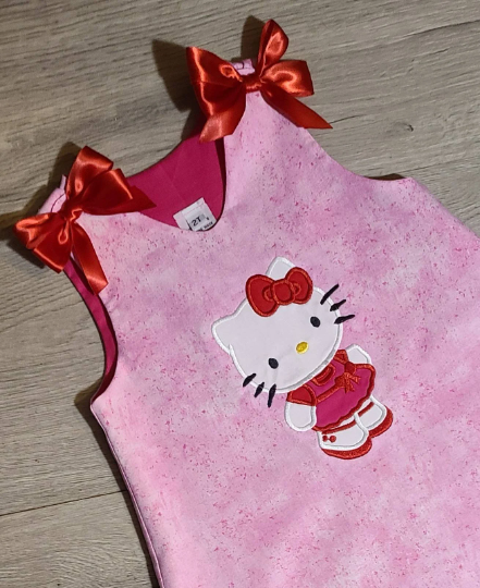 Pink Applique A-line Dress with Petty White Kitty and free personalization
