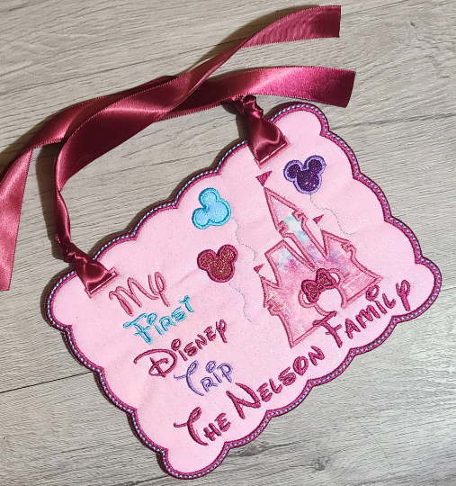 My First Disney Trip Castle Custom Stroller Sign, Stroller Tag, Vacation stroller locator, Disney Stroller Tag, Amusement Stroller sign