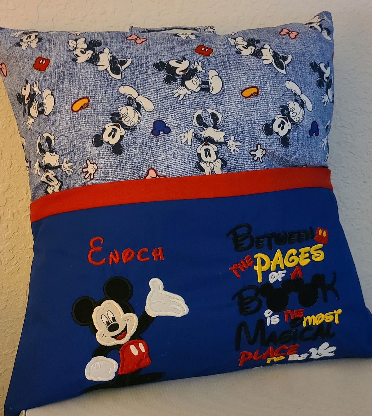 Mickey Mouse Pocket Pillow, Mickey Book Pillow, Reading Pillow, Childrens Pocket Pillow, Kids Book Pillow, Childrens Reading Pillow