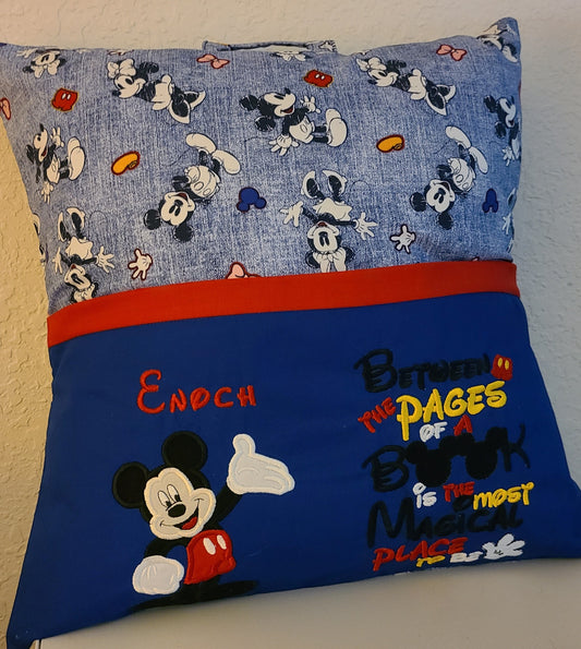 Mickey Mouse Pocket Pillow, Mickey Book Pillow, Reading Pillow, Childrens Pocket Pillow, Kids Book Pillow, Childrens Reading Pillow