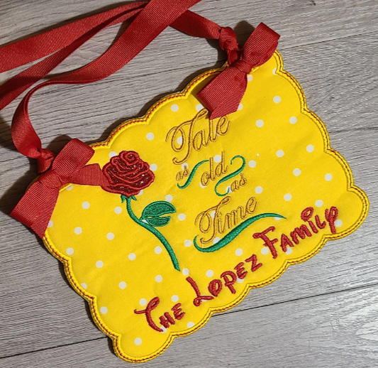 Tale as Old as Time Custom Stroller Sign, Belle Stroller Tag, Vacation stroller locator, Disney Stroller Sign, Rose Stroller Sign, Amusement Stroller sign