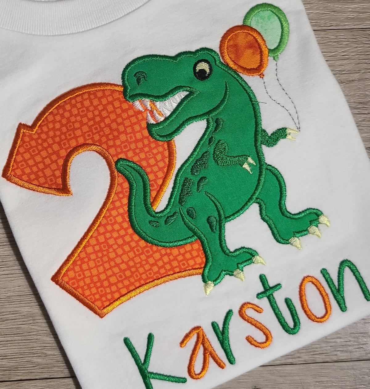Dinosaur Birthday Shirt, Dinosaur Custom kids Shirt, Dinosaur Number Shirt, Applique Embroidered T-Shirt, Personalized T-Shirt