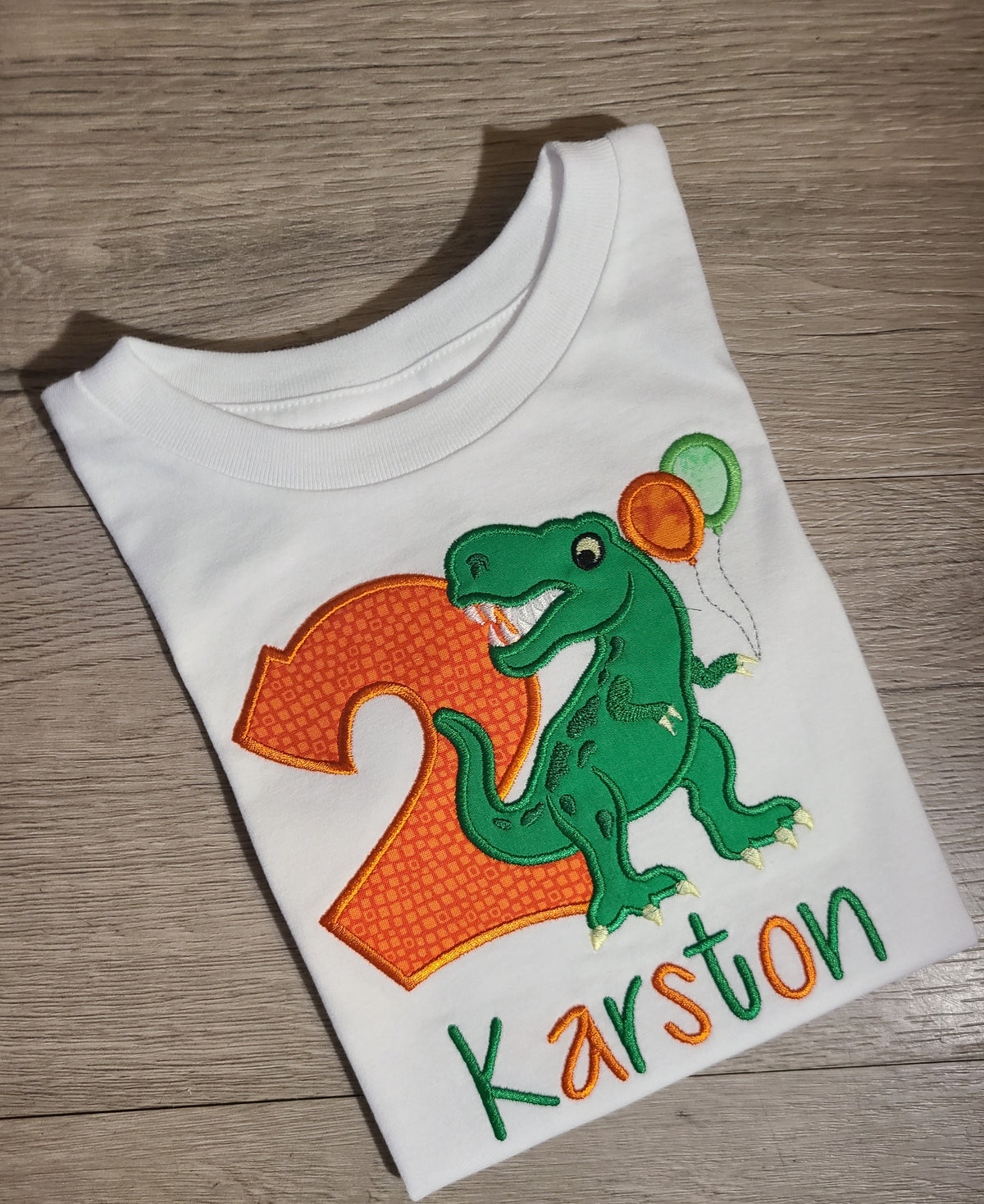 Dinosaur Birthday Shirt, Dinosaur Custom kids Shirt, Dinosaur Number Shirt, Applique Embroidered T-Shirt, Personalized T-Shirt