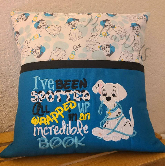 Pocket Pillow, Book Pillow, Reading Pillow, Dalmation Pocket Pillow, 101 Dalmation Book Pillow, Dalimation Reading Pillow