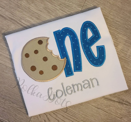 Cookie One Birthday Shirt, Cookie One Custom kids Shirt, Cookie One Applique Embroidered T-Shirt, Personalized T-Shirt